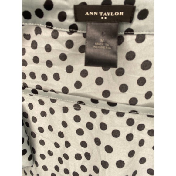 Ann Taylor Egg Shell Blue Polka Dot Sleeveless Blouse - Picture 6 of 6